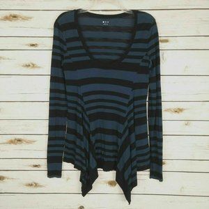 Three Dots Asymmetrical Tunic Stripe Scoop Neck S